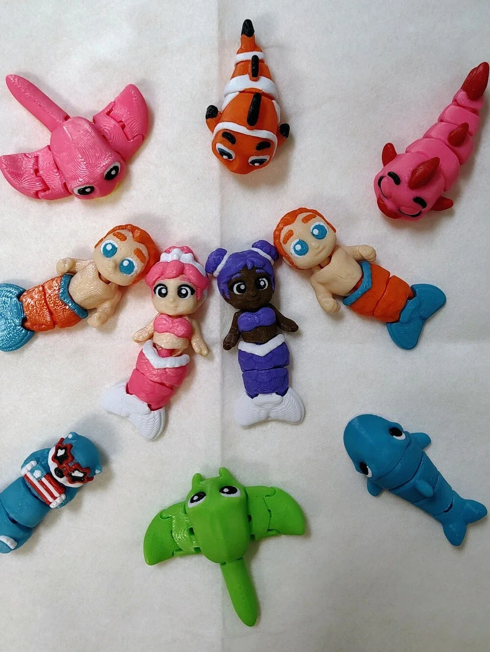 *NEW* Wiglet Kids Sea Creature Toy Set (10) - Articulated Movable Minatures